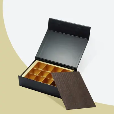 Rigid Boxes with Inserts presented alongside its printed surface detail