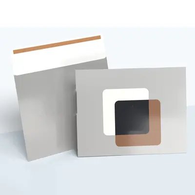 Rigid Mailers shown at an angle that reveals the depth of the pack