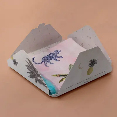Scarf Boxes shown as a finished custom-printed pack