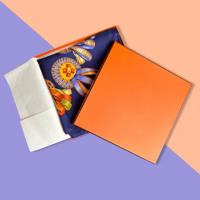 Scarf Boxes displayed with the closure detail visible