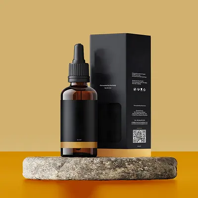 Serum Boxes presented alongside its printed surface detail