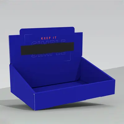 Shelf Ready Display Boxes shown as a finished custom-printed pack