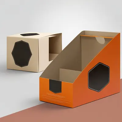 Shelf Ready Display Boxes displayed with the closure detail visible