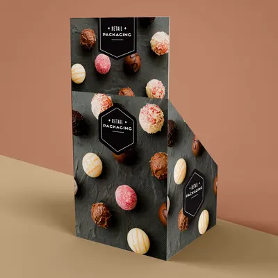 Shelf Ready Display Boxes shown at an angle that reveals the depth of the pack