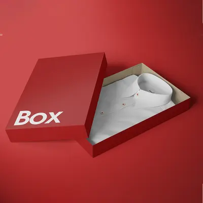 Shirt Boxes shown as a finished custom-printed pack