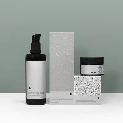 Skincare Boxes photographed from a second angle showing the side panel