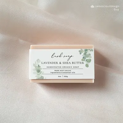 Soap Bar Labels shown as a finished custom-printed pack