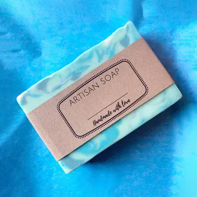 Soap Bar Labels shown at an angle that reveals the depth of the pack