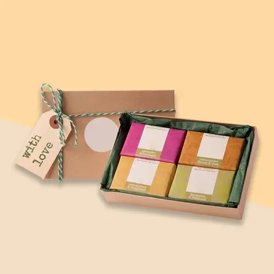 Soap Boxes shown as a finished custom-printed pack