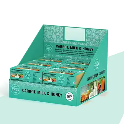 Soap Display Boxes shown in a retail presentation setting