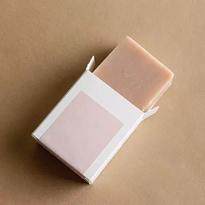 Soap Labels and Packaging photographed from a second angle showing the side panel