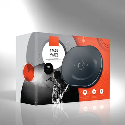 Speaker Boxes photographed from a second angle showing the side panel