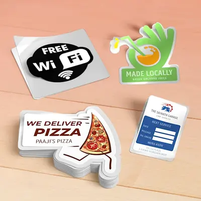 Stickers and Labels shown as a finished custom-printed pack