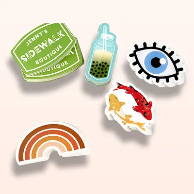 Stickers and Labels photographed from a second angle showing the side panel