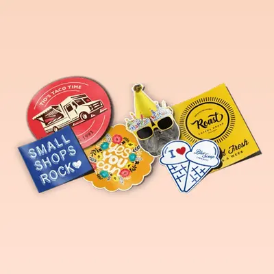 Stickers and Labels presented alongside its printed surface detail