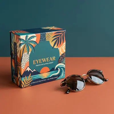 Sunglasses Boxes photographed from a second angle showing the side panel