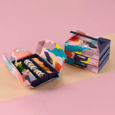 Sushi Boxes shown as a finished custom-printed pack