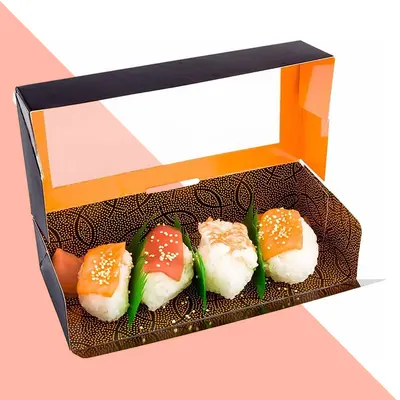 Sushi Boxes photographed from a second angle showing the side panel