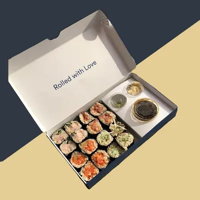 Sushi Boxes presented alongside its printed surface detail