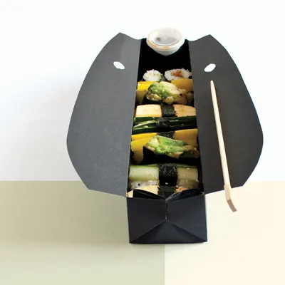 Sushi Trays shown at an angle that reveals the depth of the pack