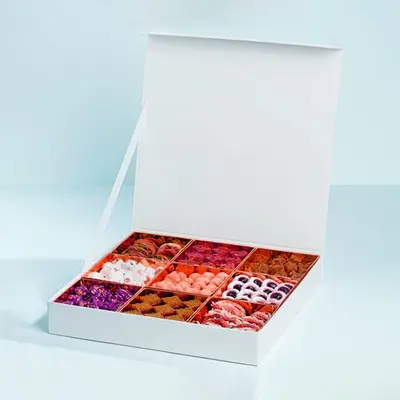 Sweet Boxes with Inserts displayed with the closure detail visible