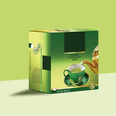 Tea Boxes shown as a finished custom-printed pack