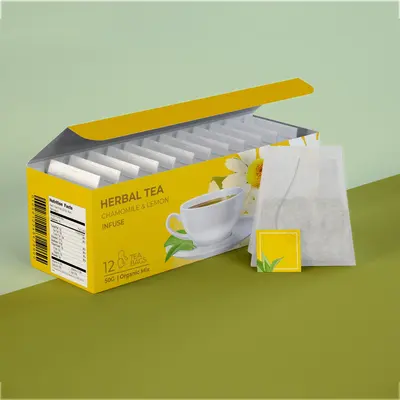 Tea Boxes shown at an angle that reveals the depth of the pack