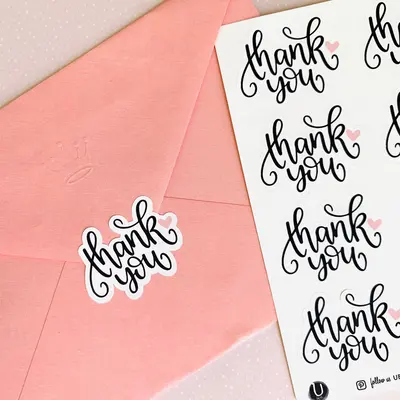 Thank You Stickers photographed against a plain background for detail