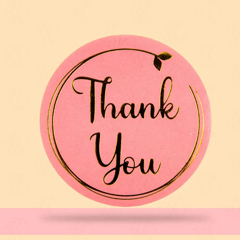 Thank You Stickers photographed to show finish and proportion