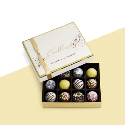 Truffle Boxes shown at an angle that reveals the depth of the pack