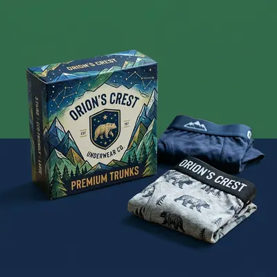 Underwear Boxes shown as a finished custom-printed pack