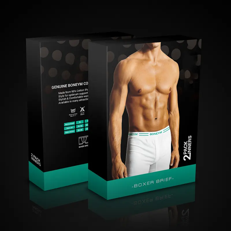 Underwear Boxes produced as custom apparel packaging