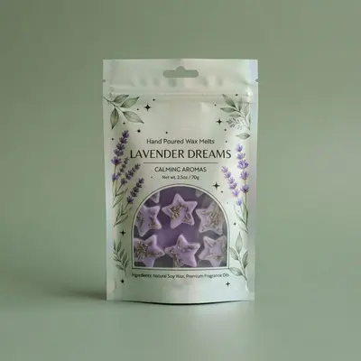 Wax Melt Bags presented alongside its printed surface detail