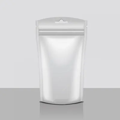White Mylar Bags photographed from a second angle showing the side panel