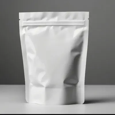 White Mylar Bags presented alongside its printed surface detail