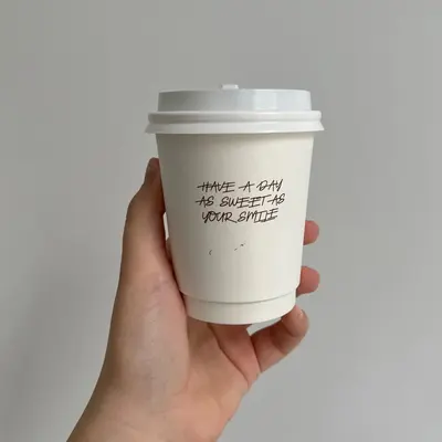White Paper Cup photographed to show the finish across the panel