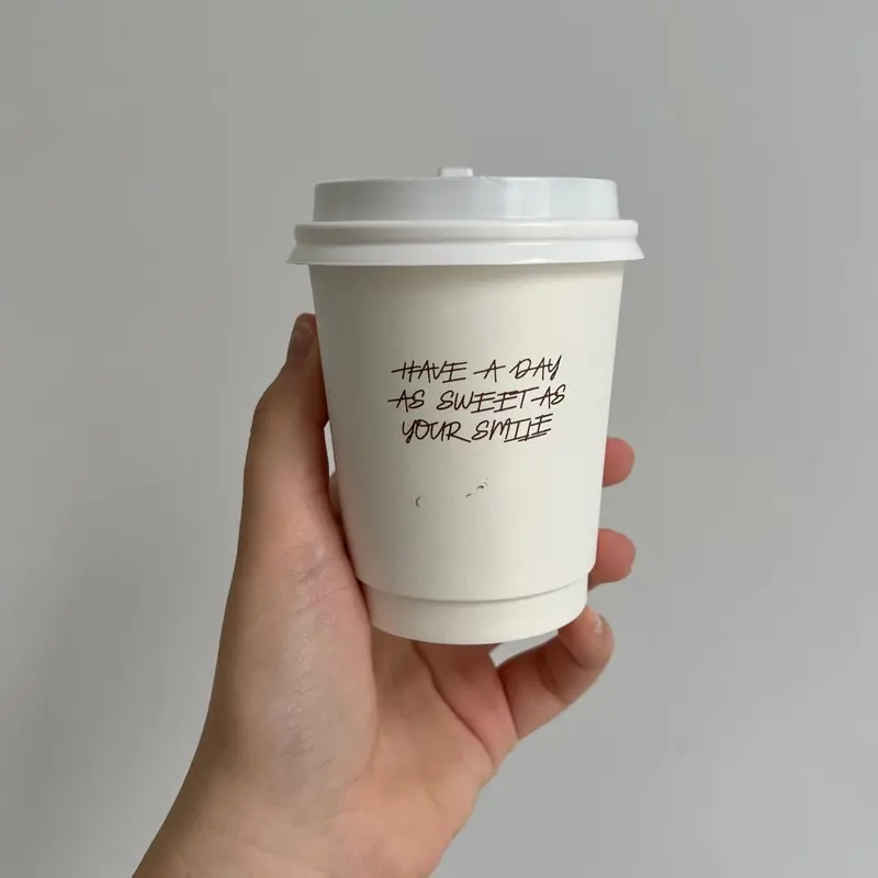 White Paper Cup produced as custom printed cups