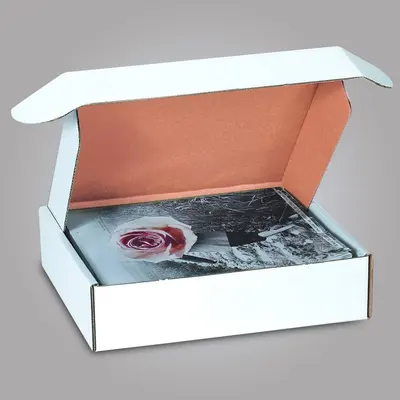 White Tab Locking Literature Mailers presented alongside its printed surface detail