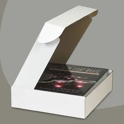 White Tab Locking Literature Mailers photographed to show the finish across the panel